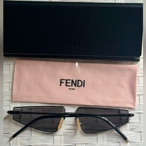 Fendi Black and Gold Rimless Eyewear